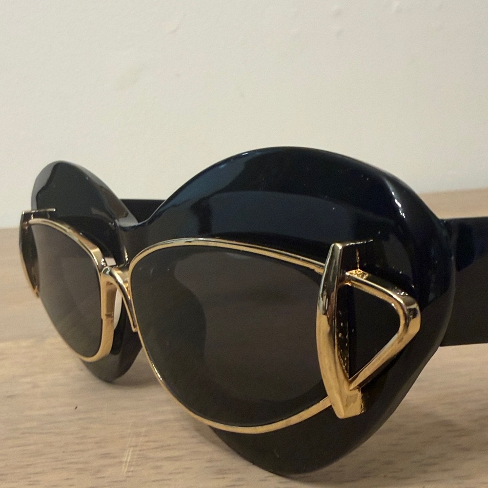 Anthropologie Black and Gold Cat-Eye Sunglasses - Picture 8 of 8